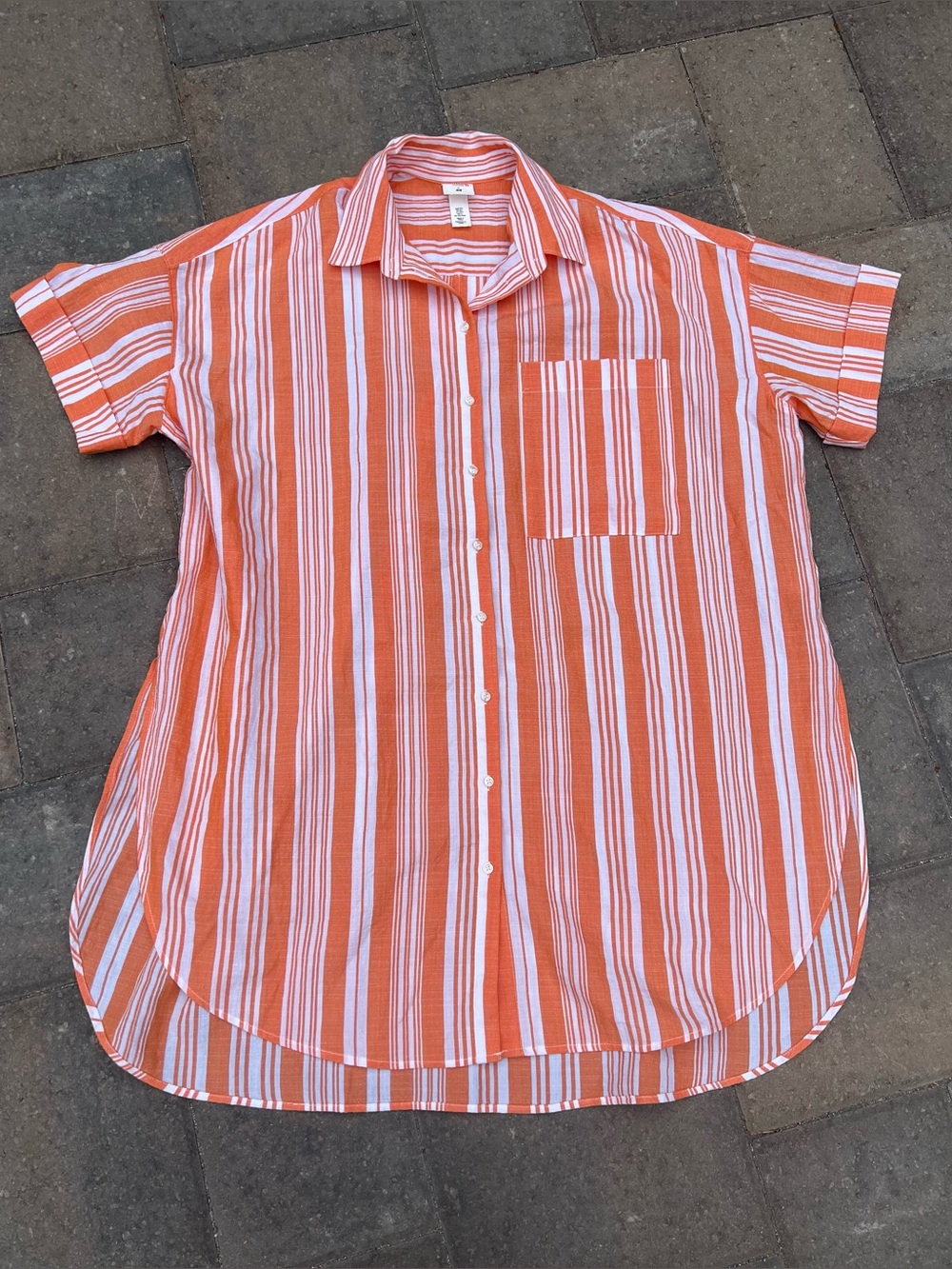 Lemlem by Liya Kebede × H&M Striped Shirt Dress M/L Orange Lyocell Boho Beach